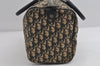 Authentic Christian Dior Trotter Hand Boston Bag Canvas Leather Blue 7527I