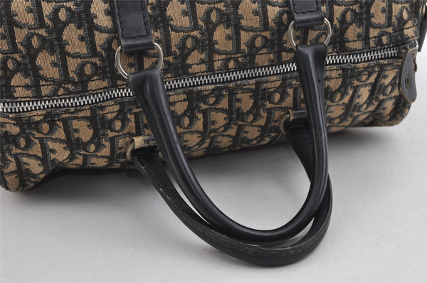 Authentic Christian Dior Trotter Hand Boston Bag Canvas Leather Blue 7527I