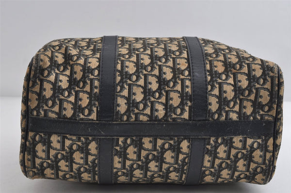 Authentic Christian Dior Trotter Hand Boston Bag Canvas Leather Blue 7527I