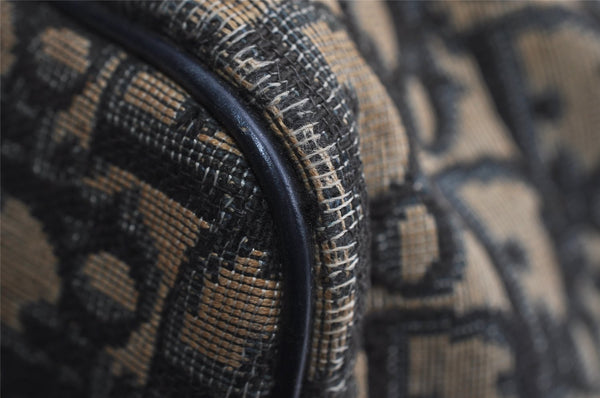 Authentic Christian Dior Trotter Hand Boston Bag Canvas Leather Blue 7527I