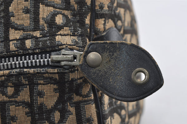 Authentic Christian Dior Trotter Hand Boston Bag Canvas Leather Blue 7527I