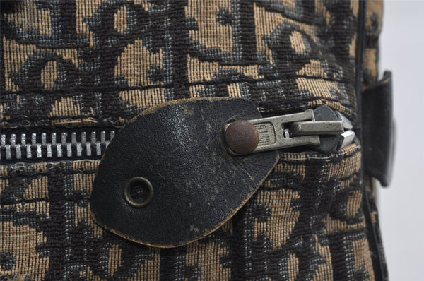 Authentic Christian Dior Trotter Hand Boston Bag Canvas Leather Blue 7527I