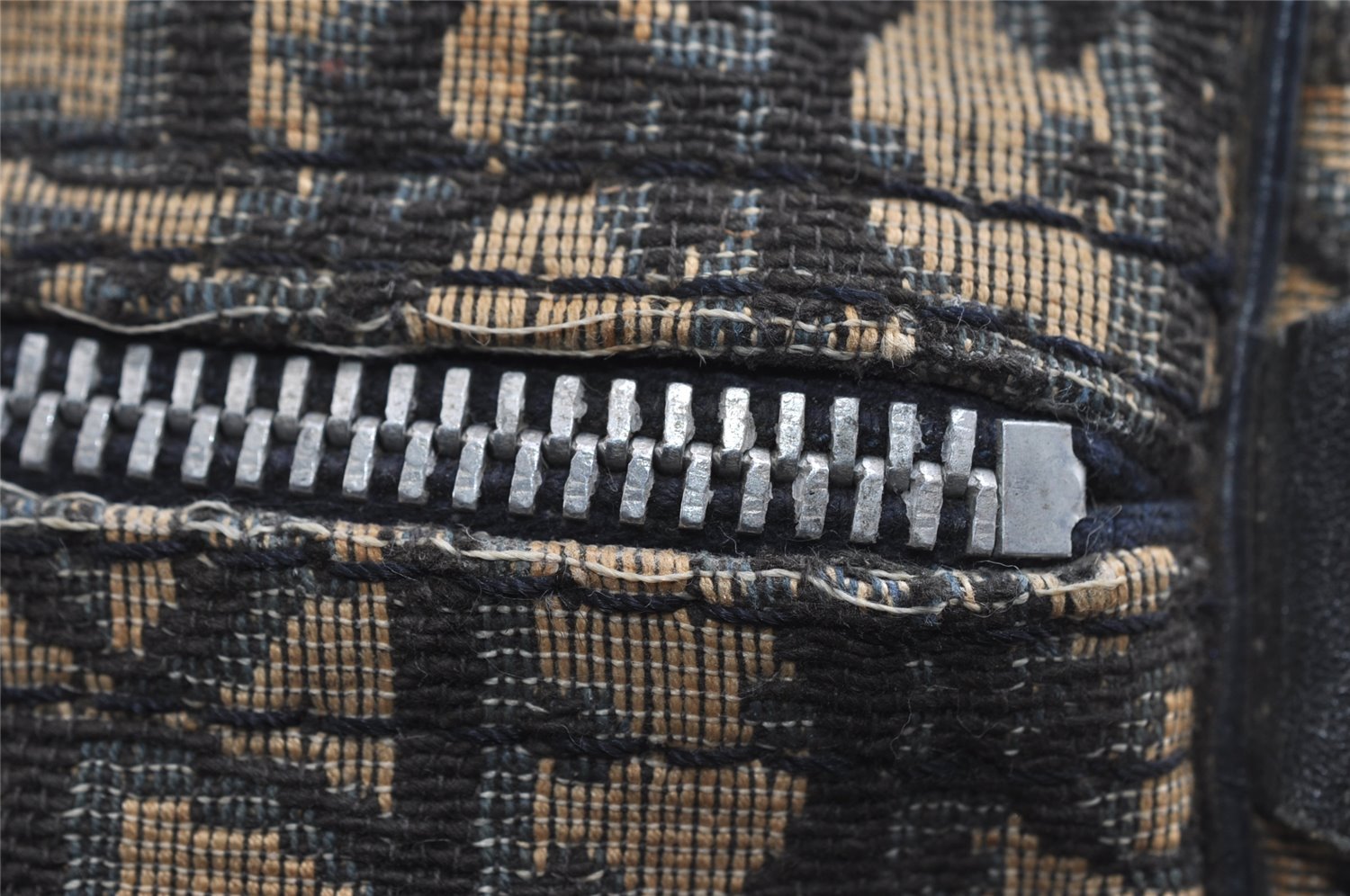 Authentic Christian Dior Trotter Hand Boston Bag Canvas Leather Blue 7527I