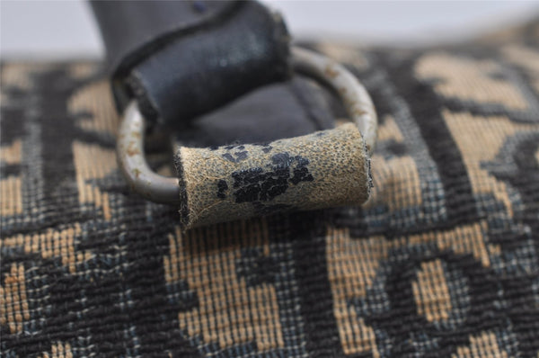 Authentic Christian Dior Trotter Hand Boston Bag Canvas Leather Blue 7527I