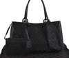 Authentic GUCCI Hand Tote Bag GG Canvas Leather 94898 Black 7528C