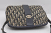 Authentic Christian Dior Trotter Shoulder Bag Purse Canvas Leather Blue 7528I