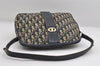 Authentic Christian Dior Trotter Shoulder Bag Purse Canvas Leather Blue 7528I
