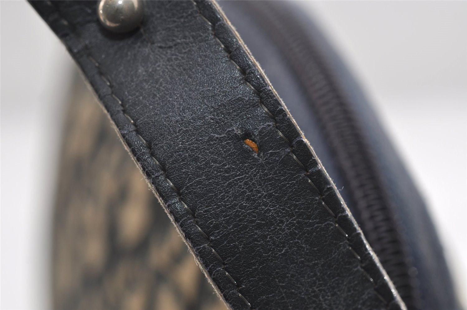 Authentic Christian Dior Trotter Shoulder Bag Purse Canvas Leather Blue 7528I