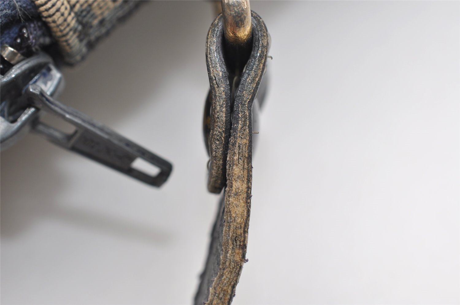 Authentic Christian Dior Trotter Shoulder Bag Purse Canvas Leather Blue 7528I