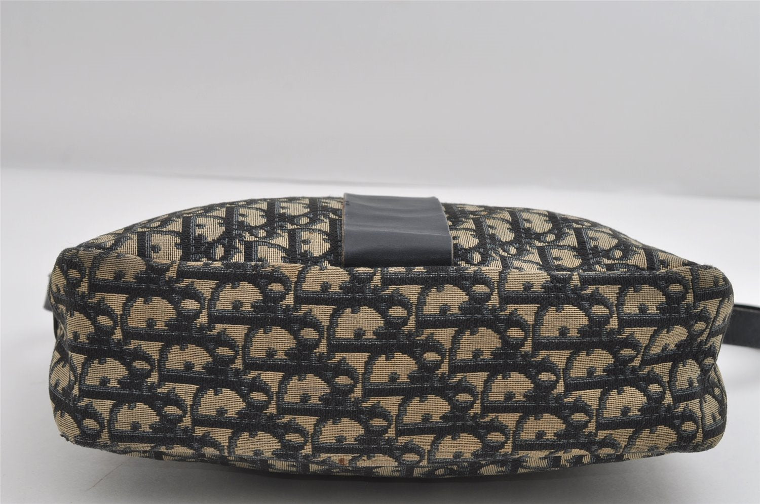 Authentic Christian Dior Trotter Shoulder Bag Purse Canvas Leather Blue 7528I