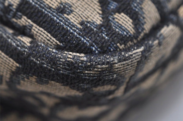 Authentic Christian Dior Trotter Shoulder Bag Purse Canvas Leather Blue 7528I