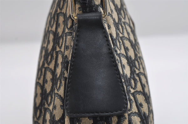 Authentic Christian Dior Trotter Shoulder Bag Purse Canvas Leather Blue 7528I