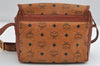 Authentic MCM Visetos Leather Vintage Shoulder Cross Body Bag Purse Brown 7530I