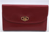 Authentic CELINE Carriage Motif Wallet Clutch Bag Purse Leather Red Box 7533D