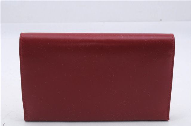 Authentic CELINE Carriage Motif Wallet Clutch Bag Purse Leather Red Box 7533D