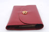 Authentic CELINE Carriage Motif Wallet Clutch Bag Purse Leather Red Box 7533D