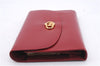 Authentic CELINE Carriage Motif Wallet Clutch Bag Purse Leather Red Box 7533D