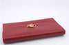 Authentic CELINE Carriage Motif Wallet Clutch Bag Purse Leather Red Box 7533D