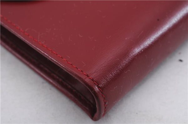 Authentic CELINE Carriage Motif Wallet Clutch Bag Purse Leather Red Box 7533D