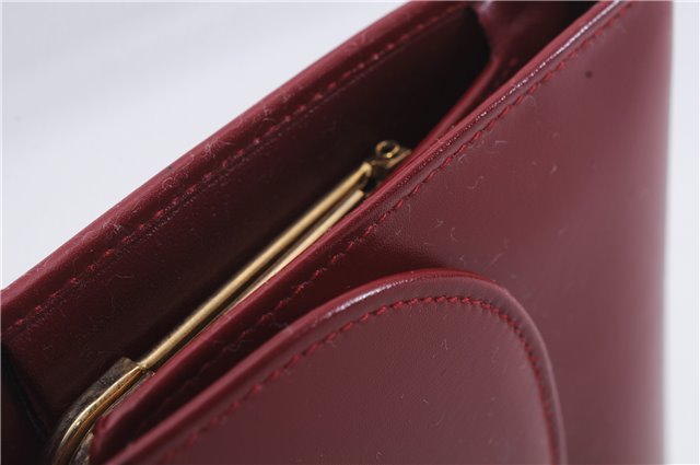 Authentic CELINE Carriage Motif Wallet Clutch Bag Purse Leather Red Box 7533D