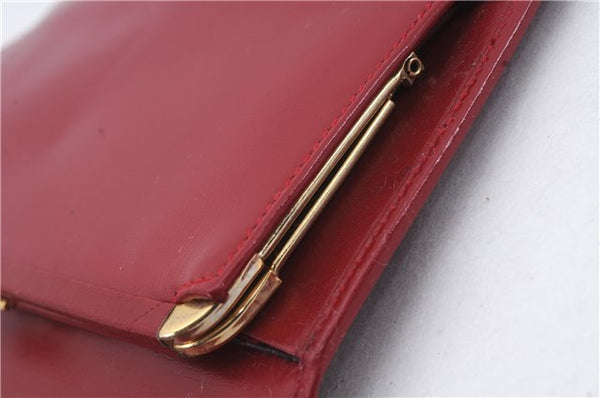 Authentic CELINE Carriage Motif Wallet Clutch Bag Purse Leather Red Box 7533D