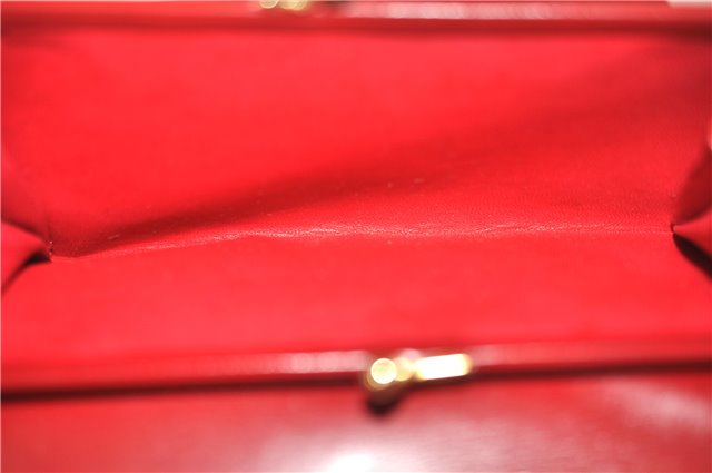 Authentic CELINE Carriage Motif Wallet Clutch Bag Purse Leather Red Box 7533D