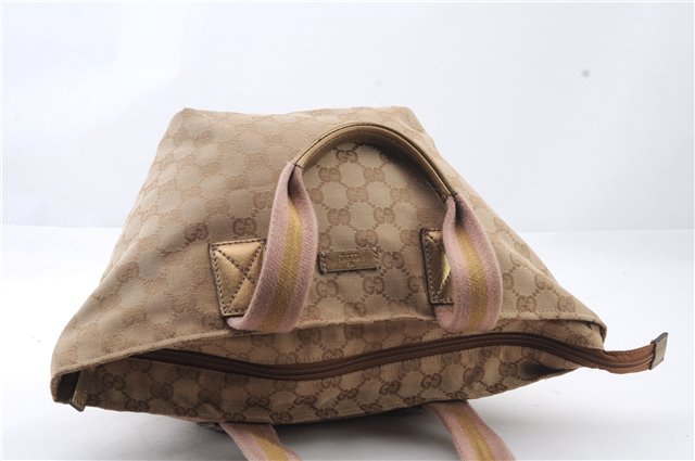 Authentic GUCCI Shoulder Hand Bag Purse GG Canvas Leather 131228 Beige 7536C