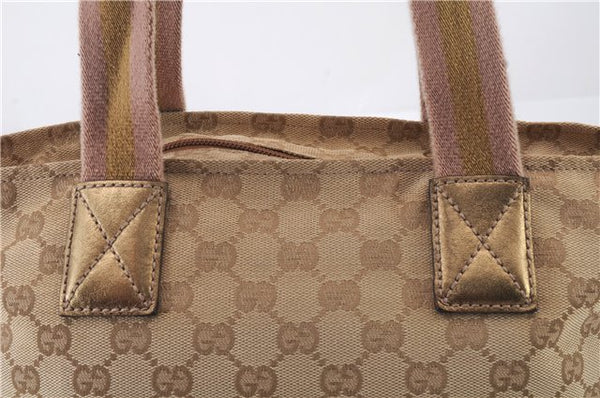 Authentic GUCCI Shoulder Hand Bag Purse GG Canvas Leather 131228 Beige 7536C