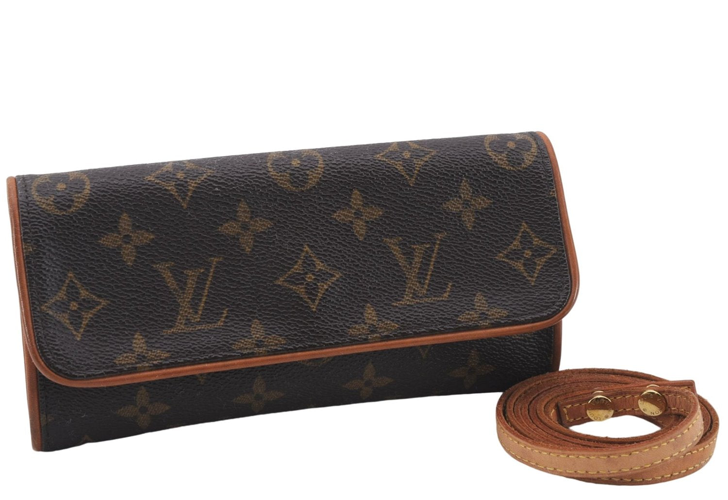 Authentic Louis Vuitton Monogram Pochette Twin PM Shoulder Bag M51854 LV 7538D