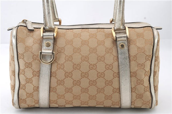 Authentic GUCCI Shoulder Hand Bag GG Canvas Leather 130942 Beige Silver 7541C