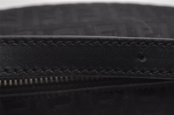 Authentic FENDI Zucchino Vintage Hand Bag Purse Canvas Leather Black 7541I