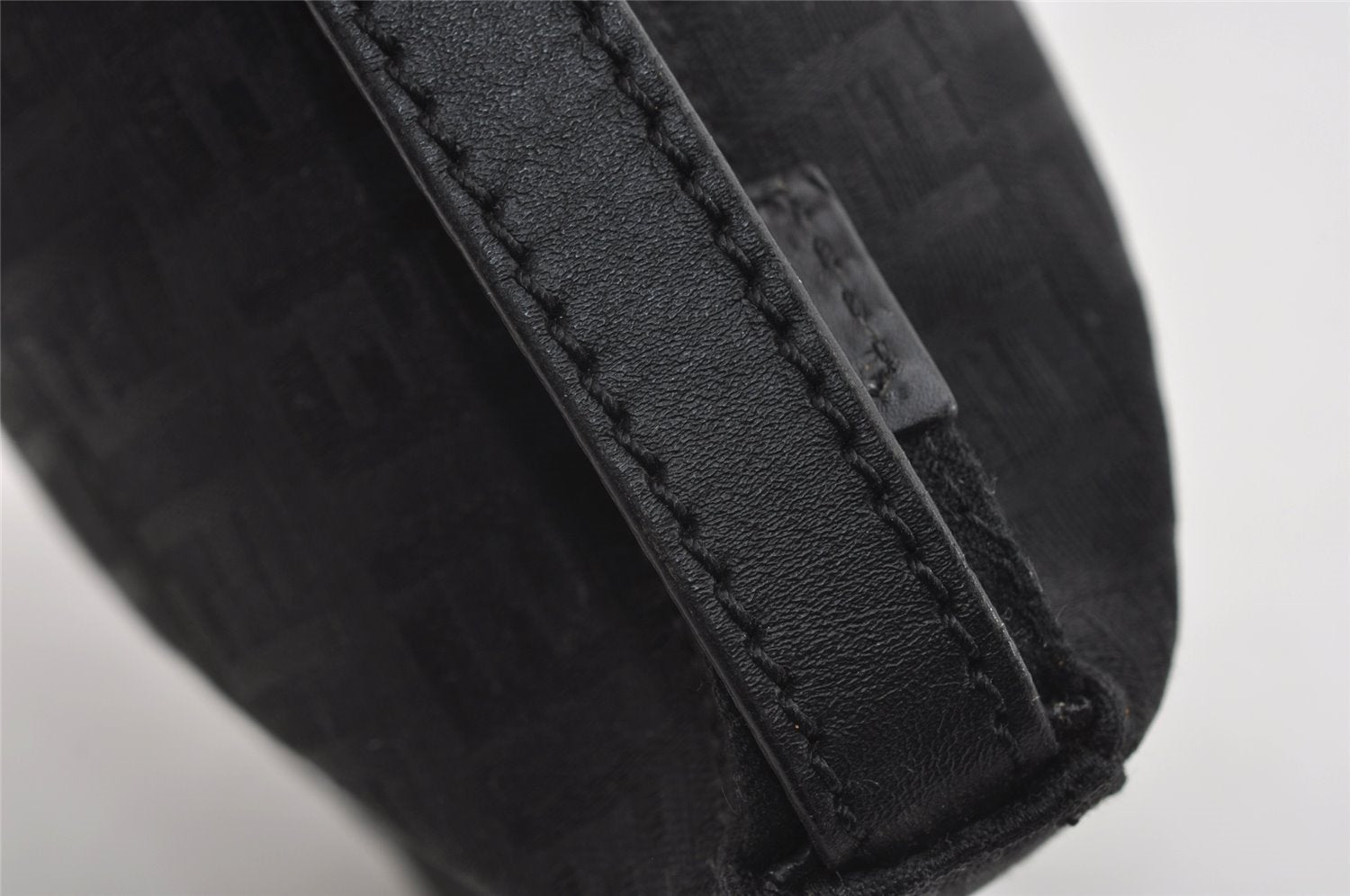 Authentic FENDI Zucchino Vintage Hand Bag Purse Canvas Leather Black 7541I