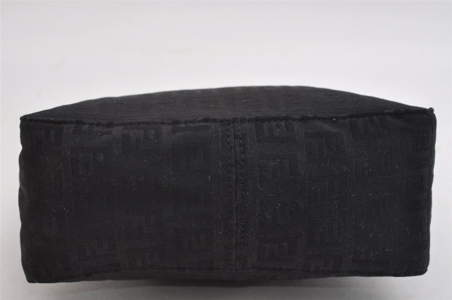 Authentic FENDI Zucchino Vintage Hand Bag Purse Canvas Leather Black 7541I