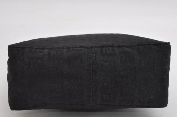 Authentic FENDI Zucchino Vintage Hand Bag Purse Canvas Leather Black 7541I