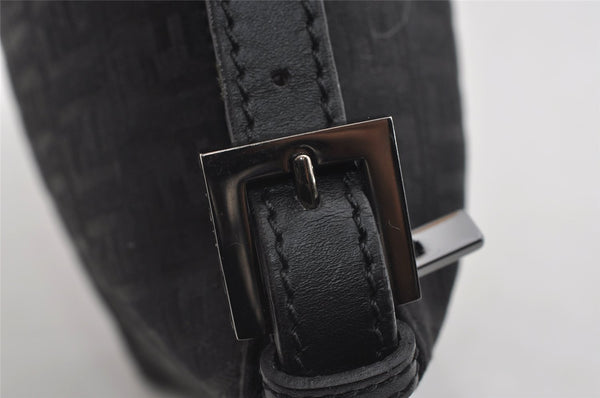 Authentic FENDI Zucchino Vintage Hand Bag Purse Canvas Leather Black 7541I