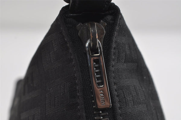 Authentic FENDI Zucchino Vintage Hand Bag Purse Canvas Leather Black 7541I