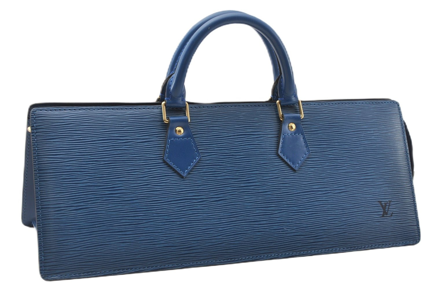 Authentic Louis Vuitton Epi Sac Triangle Hand Bag Blue M52095 LV 7545F