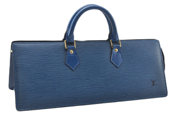 Authentic Louis Vuitton Epi Sac Triangle Hand Bag Blue M52095 LV 7545F