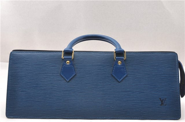 Authentic Louis Vuitton Epi Sac Triangle Hand Bag Blue M52095 LV 7545F