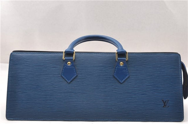 Authentic Louis Vuitton Epi Sac Triangle Hand Bag Blue M52095 LV 7545F