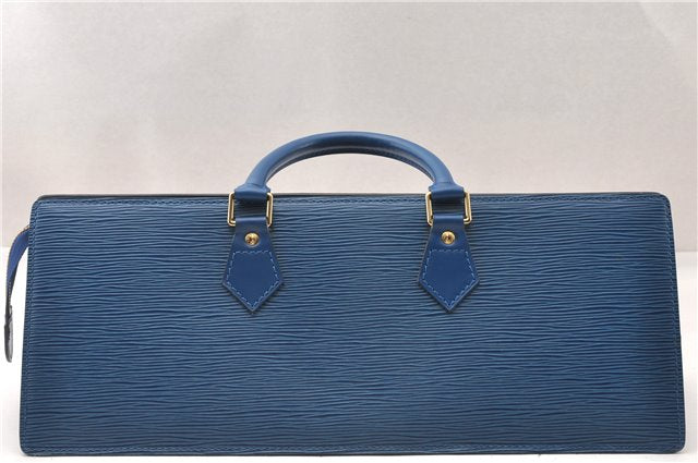 Authentic Louis Vuitton Epi Sac Triangle Hand Bag Blue M52095 LV 7545F