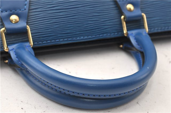 Authentic Louis Vuitton Epi Sac Triangle Hand Bag Blue M52095 LV 7545F