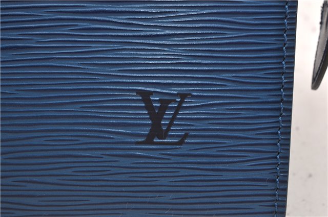 Authentic Louis Vuitton Epi Sac Triangle Hand Bag Blue M52095 LV 7545F