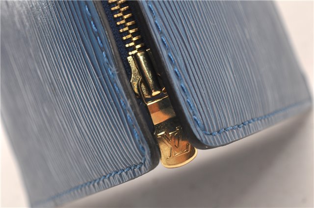 Authentic Louis Vuitton Epi Sac Triangle Hand Bag Blue M52095 LV 7545F
