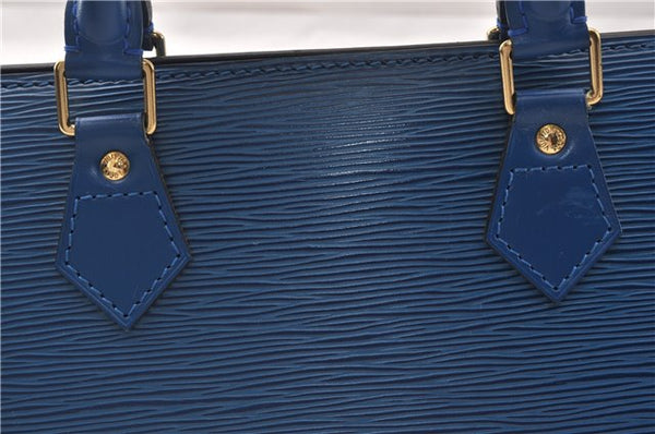 Authentic Louis Vuitton Epi Sac Triangle Hand Bag Blue M52095 LV 7545F