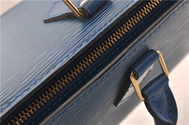 Authentic Louis Vuitton Epi Sac Triangle Hand Bag Blue M52095 LV 7545F