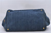 Authentic PRADA Canapa L Canvas Shoulder Tote Hand Bag Denim Blue 7547D