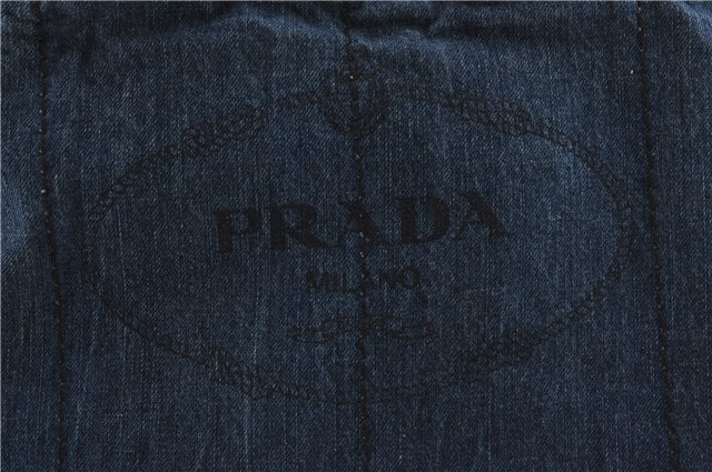 Authentic PRADA Canapa L Canvas Shoulder Tote Hand Bag Denim Blue 7547D