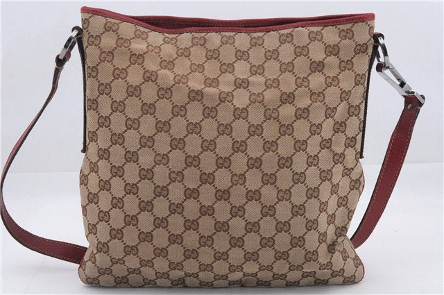 Authentic GUCCI Shoulder Cross Body Bag Purse GG Canvas Leather Brown Red 7559D