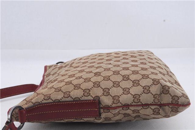 Authentic GUCCI Shoulder Cross Body Bag Purse GG Canvas Leather Brown Red 7559D